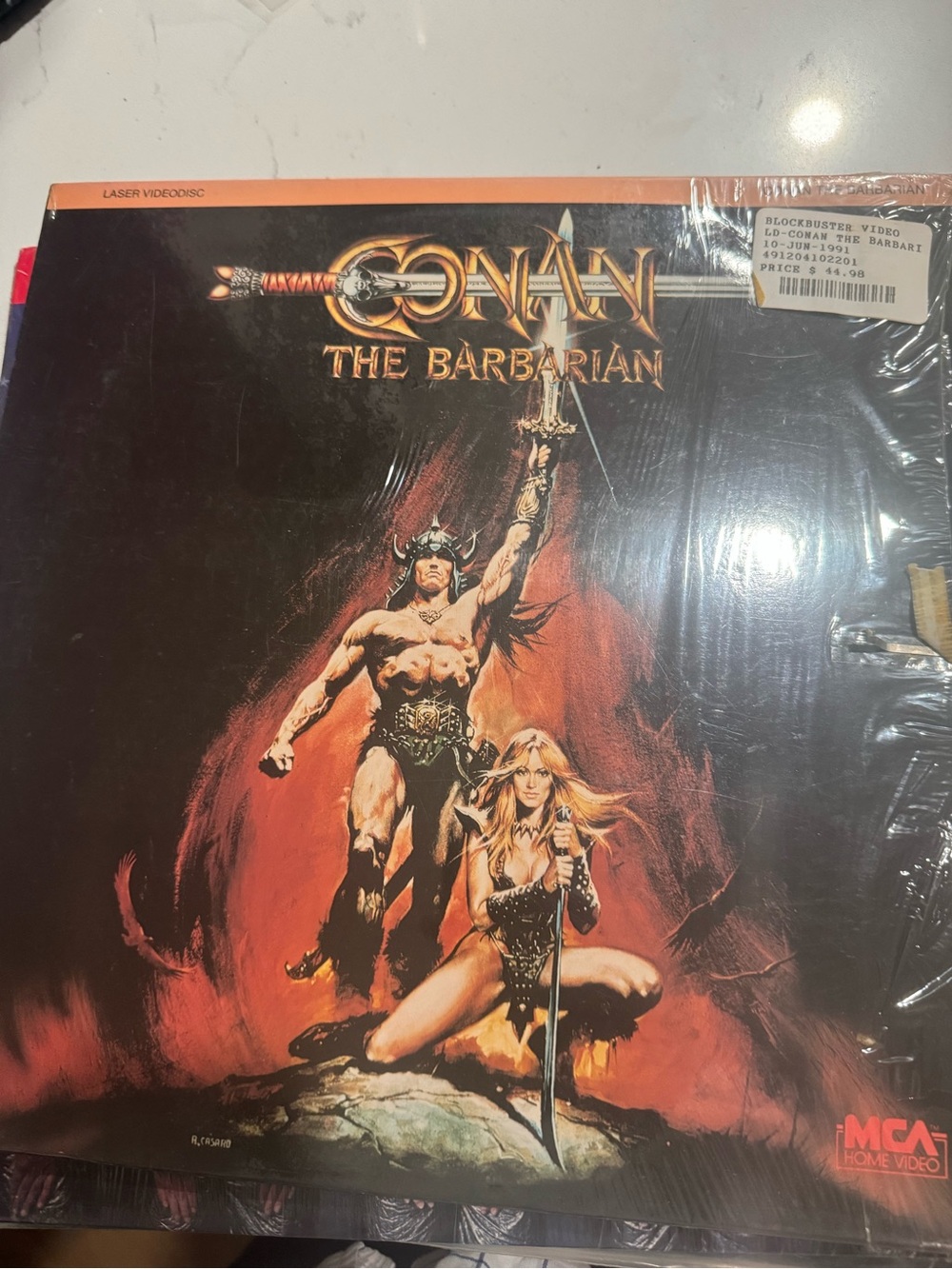 Vtg. Conan The Barbarian Vinyl Cover - Bold Black & Red Artwork